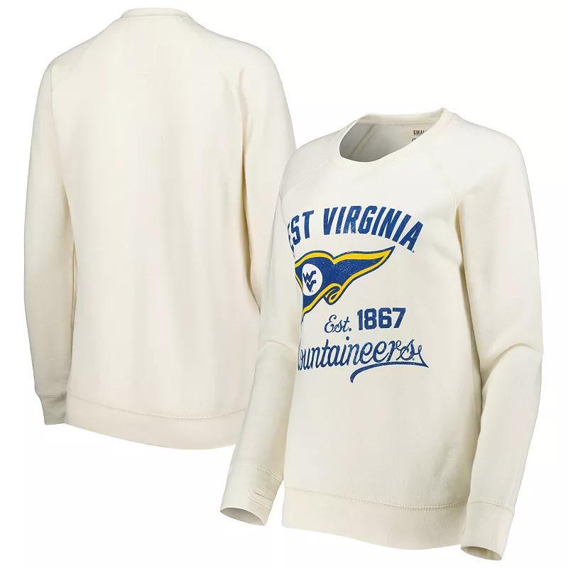 Womens Pressbox Cream West Virginia Mountaineers Old Standard Pennant Knobi Raglan Pullover Sweatshirt Product Image