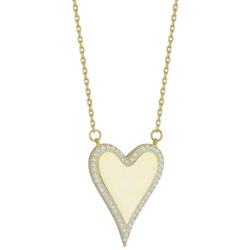 Sunkissed Sterling Silver Over Cubic Zirconia Heart Necklace, Womens Gold Product Image