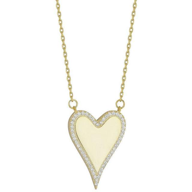 Sunkissed Sterling Silver Over Cubic Zirconia Heart Necklace, Womens Gold Product Image