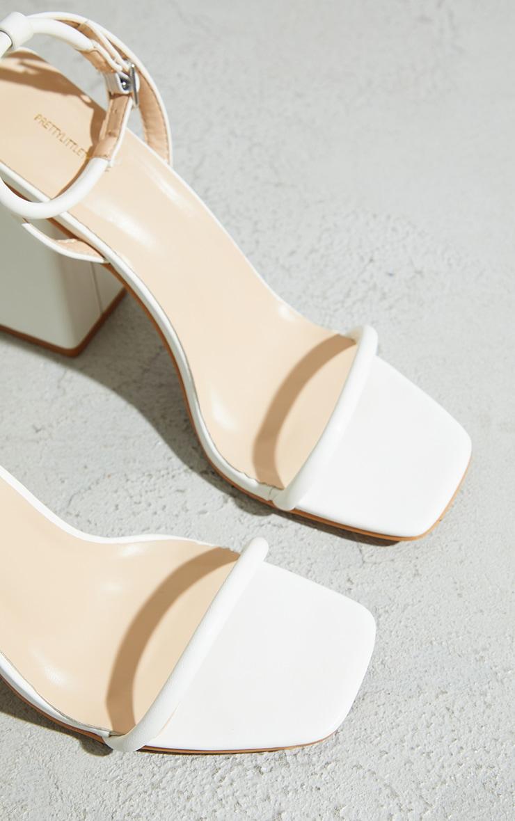 White Barely There Block Heeled Sandals Product Image