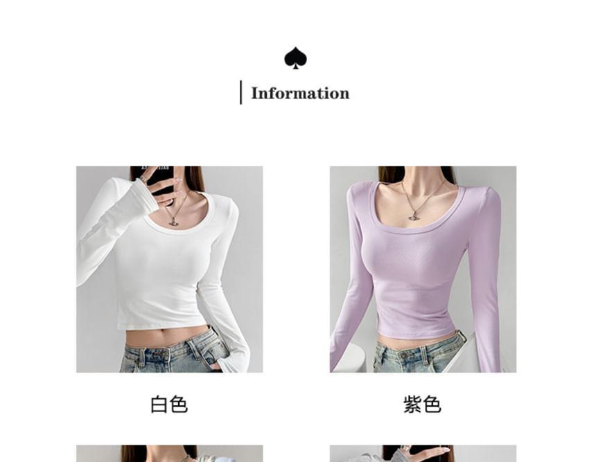 Long-Sleeve Skinny Crop T-Shirt in 7 Colors Product Image