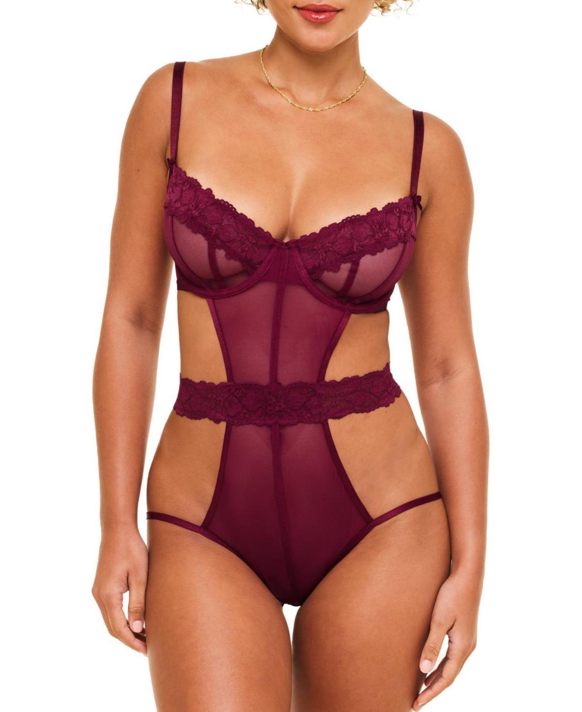 Adore Me Womens Sawyer Bodysuit Lingerie - Dark purple Product Image