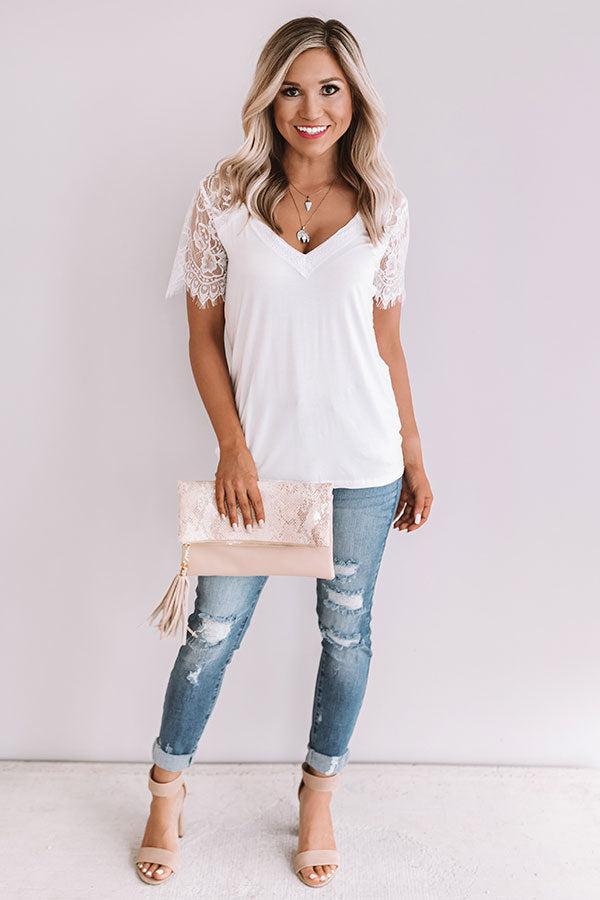 Paris Luxe Lace Top in White Product Image