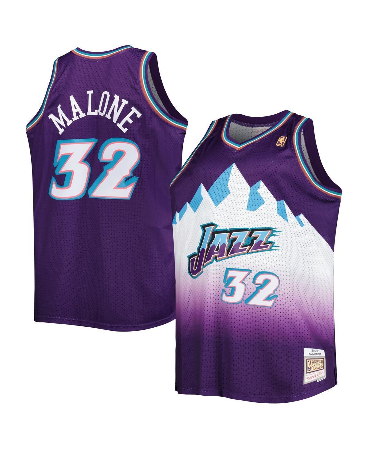 Mens Mitchell & Ness Karl Malone Purple Utah Jazz Big and Tall Hardwood Classics 1996-97 Swingman Jersey - Purple Product Image