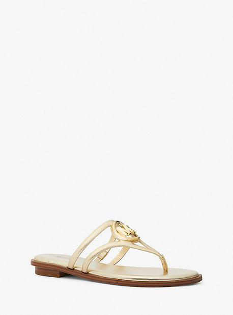 MICHAEL Michael Kors Hampton Flat Sandal (Pale Gold) Women's Shoes Product Image