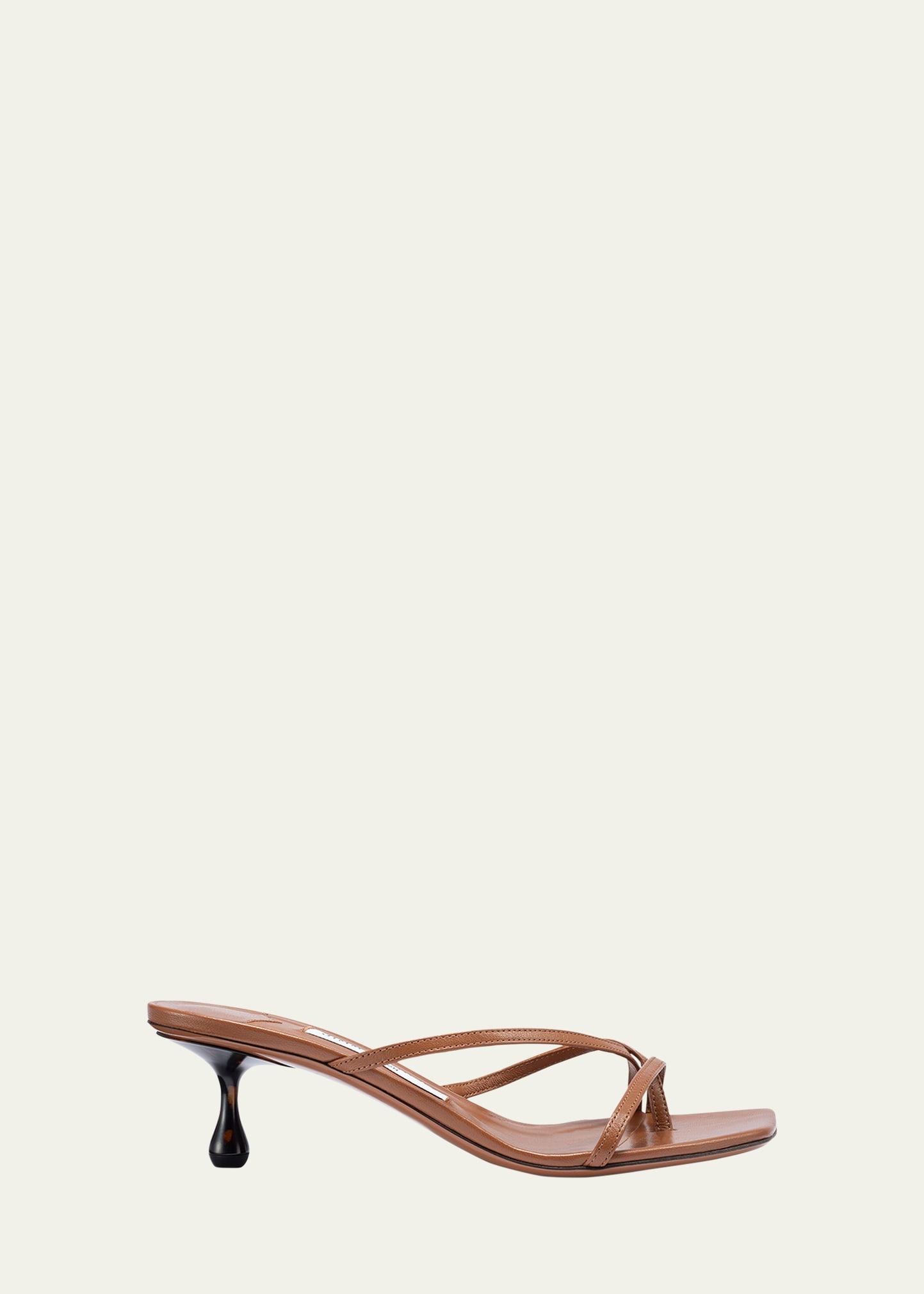 JIMMY CHOO Etana Leather Sandals In Tan Tortoise Product Image