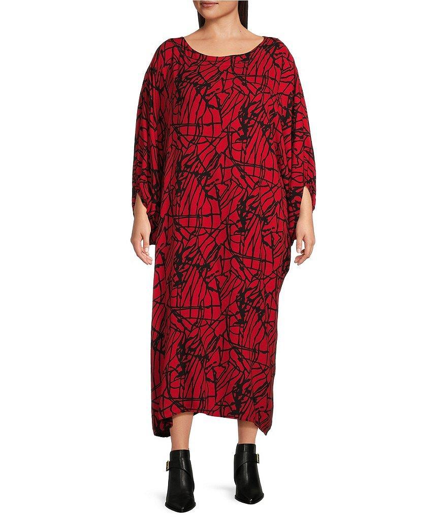 Bryn Walker Plus Size Wilder Rayon Crepe Round Neck Elbow Dolman Sleeve Dress product image