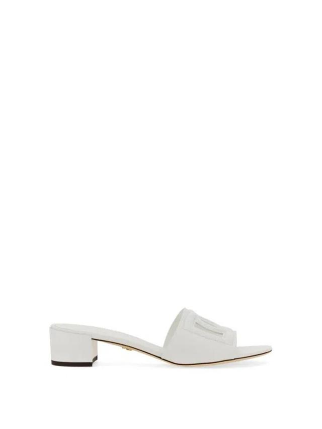 DOLCE & GABBANA Dolce  Gabbana Cut-out Logo Detailed Slides In White Product Image