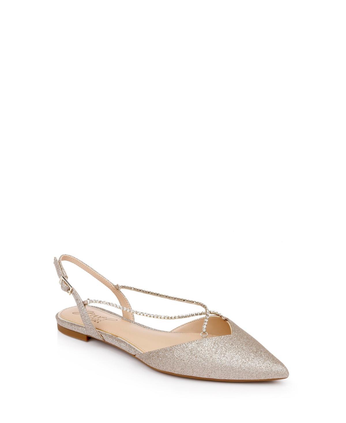 Jewel Badgley Mischka Womens Alanna Crisscross Rhinestone Strap Evening Flats Product Image