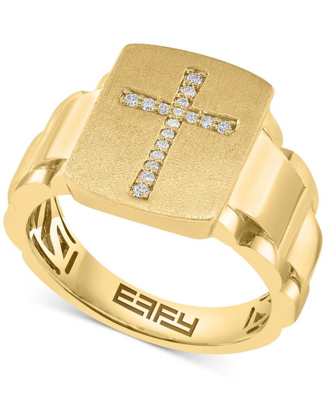 Effy Mens Diamond Cross Ring (1/10 ct. t.w.) in 10k Gold Product Image