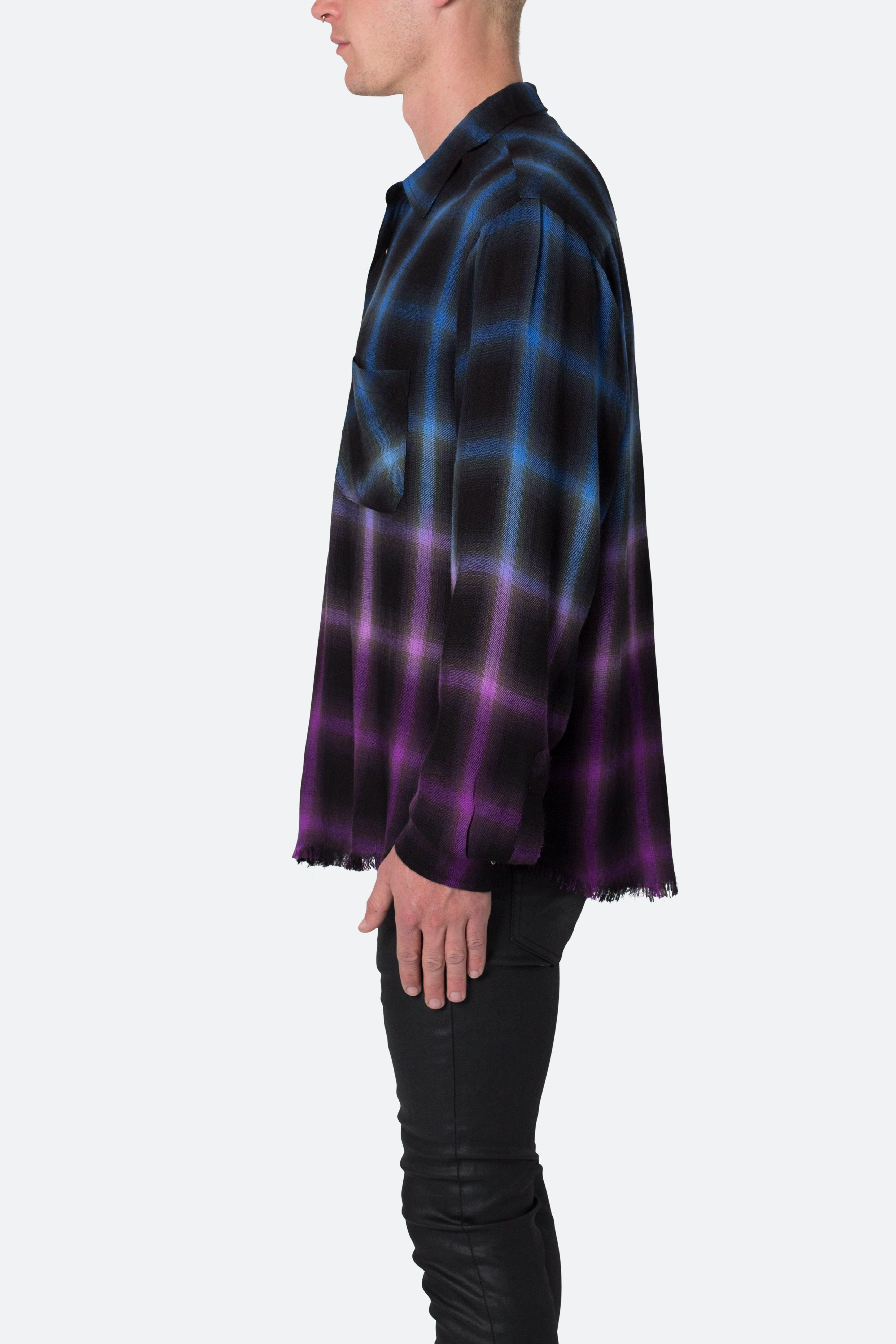 Ombre Flannel Shirt - Black/Purple Product Image