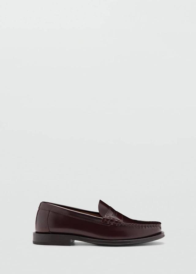 MANGO MAN - Aged-leather loafers burgundyMen Product Image