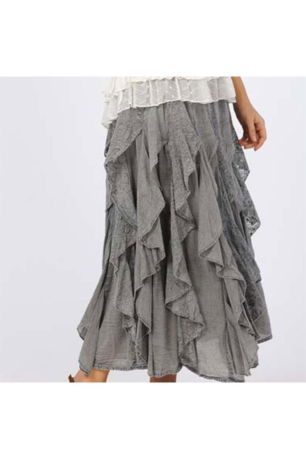 RUFFLED LONG GRAY SKIRT Product Image