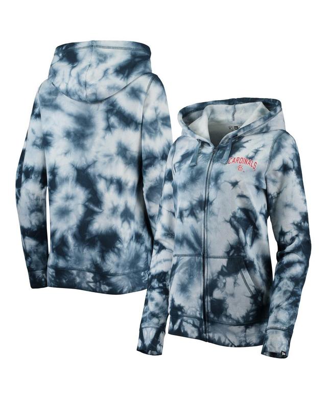 Womens New Era St. Louis Cardinals Tie-Dye Full-Zip Hoodie Blue Product Image