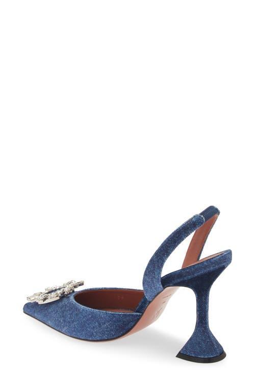 AMINA MUADDI Begum Crystal Pointed Toe Slingback Pump In Blue Product Image