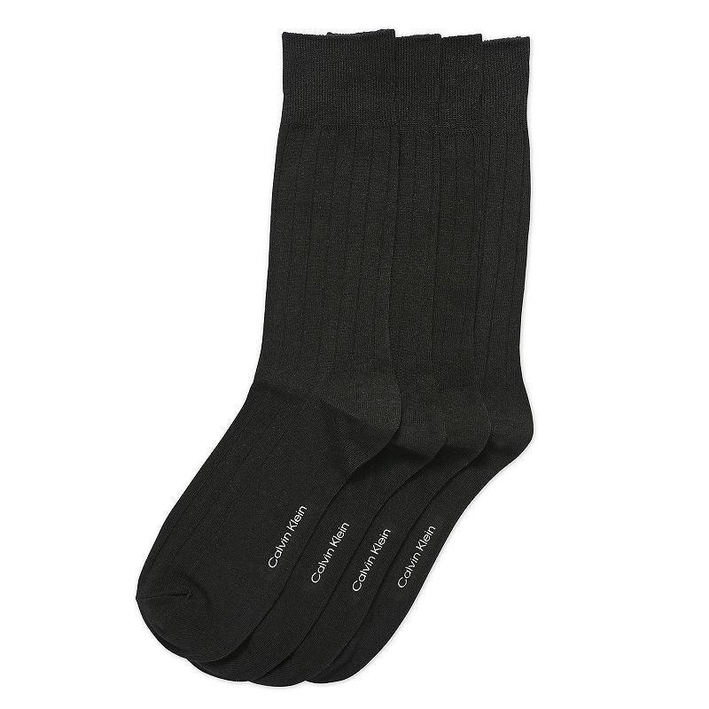 Mens Calvin Klein 4-Pack Ribbed Dress Crew Socks Product Image