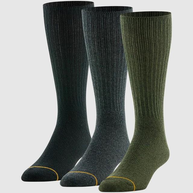 Goldtoe Signature Collection Mens Recycled Blend Rib Crew Socks 3pk - Black/Charcoal /Olive Green 6-12.5 Product Image