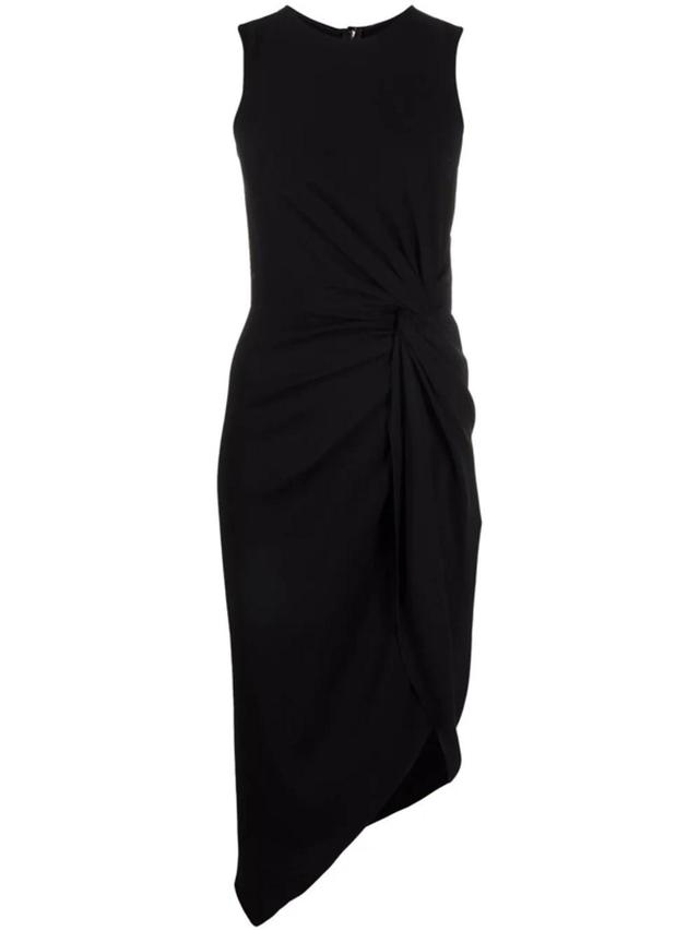 Gathered Asymmetric Sheath Dress In Black Product Image