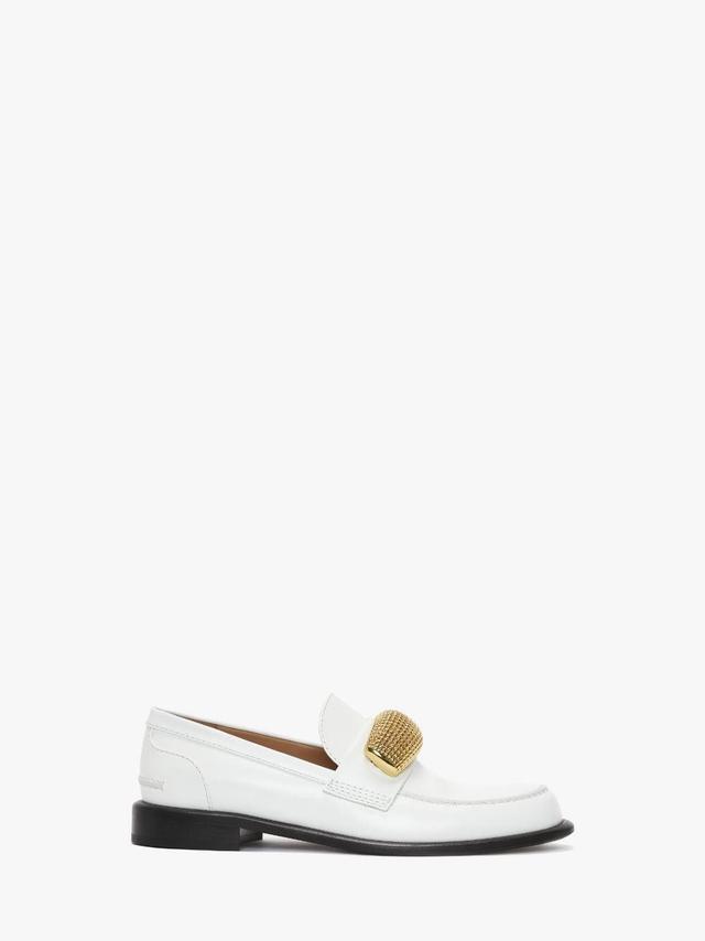 LEATHER MOCCASIN LOAFERS in white | JW Anderson US  Product Image