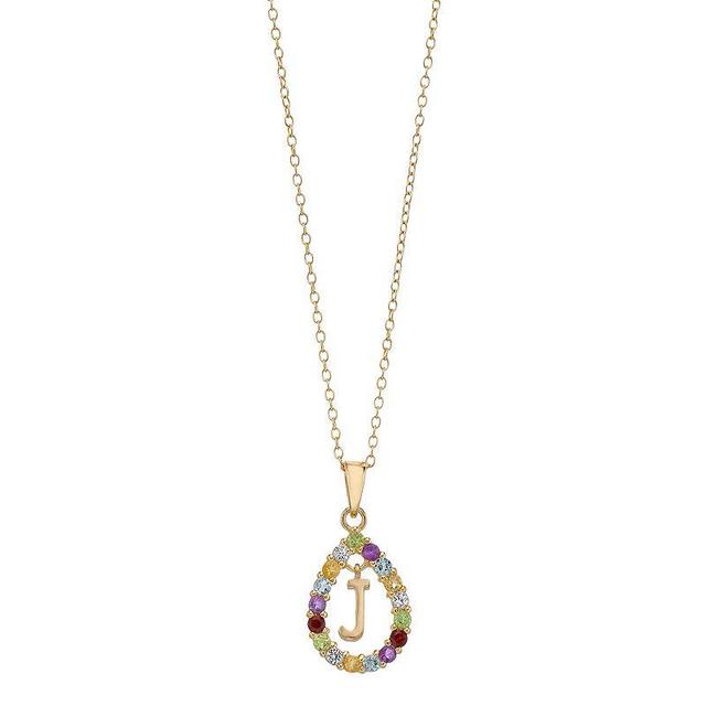 14k Gold Over Silver Gemstone Initial Pendant Necklace, Womens H Product Image