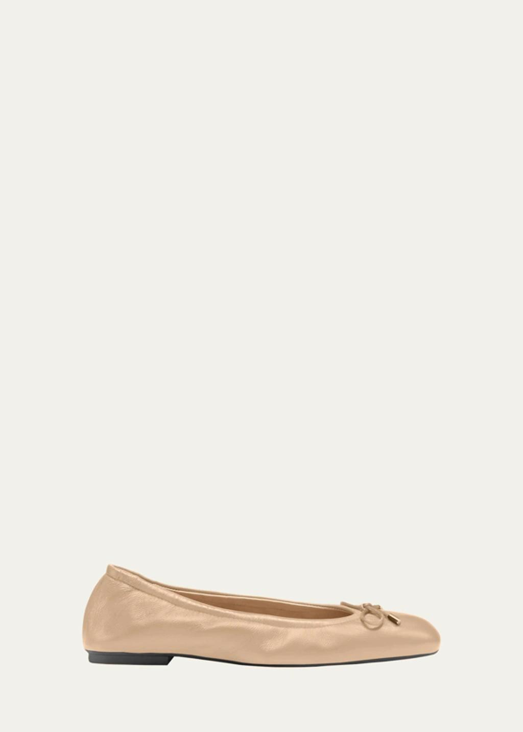 Bardot Lambskin Bow Ballerina Flats In Adobe Product Image