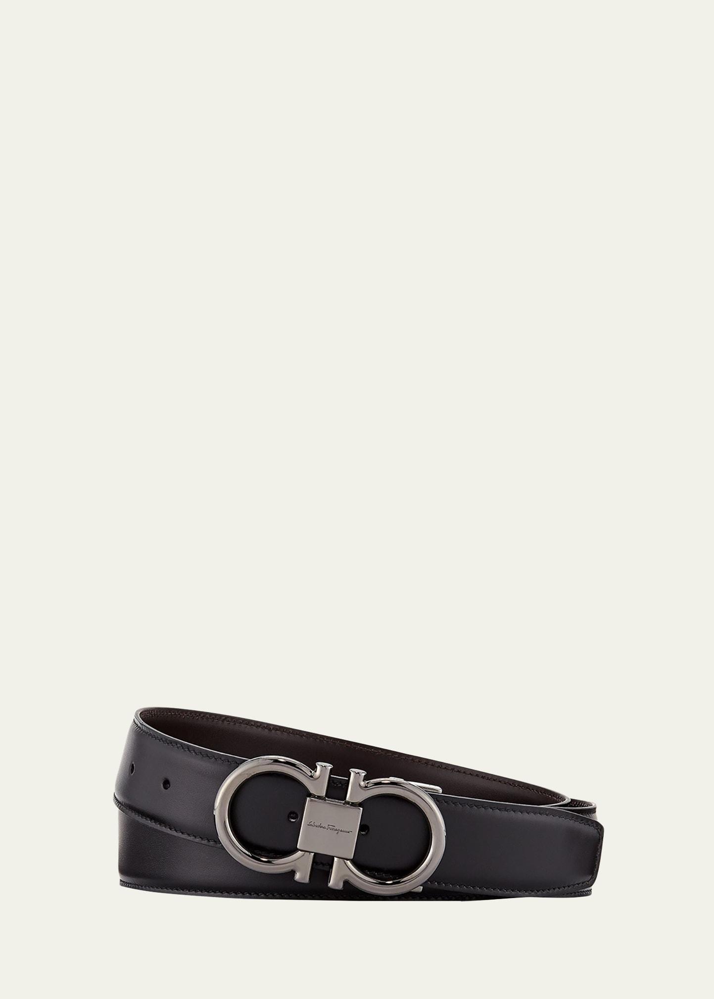 FERRAGAMO Gancio Reversible Calfskin Leather Belt Product Image