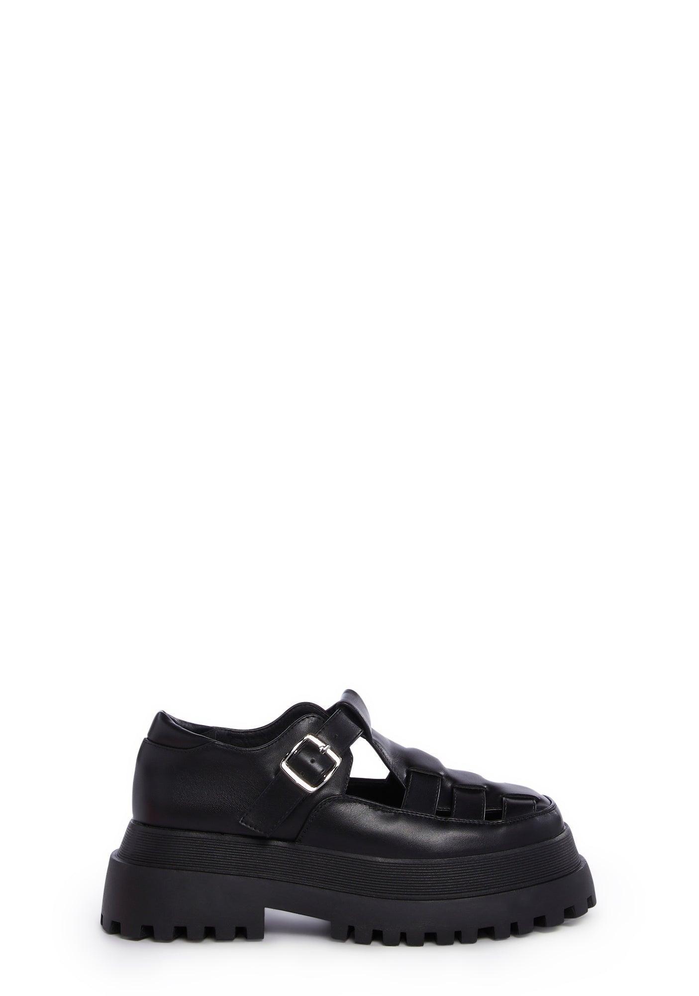 Caged Platform Mary Janes- Black product image