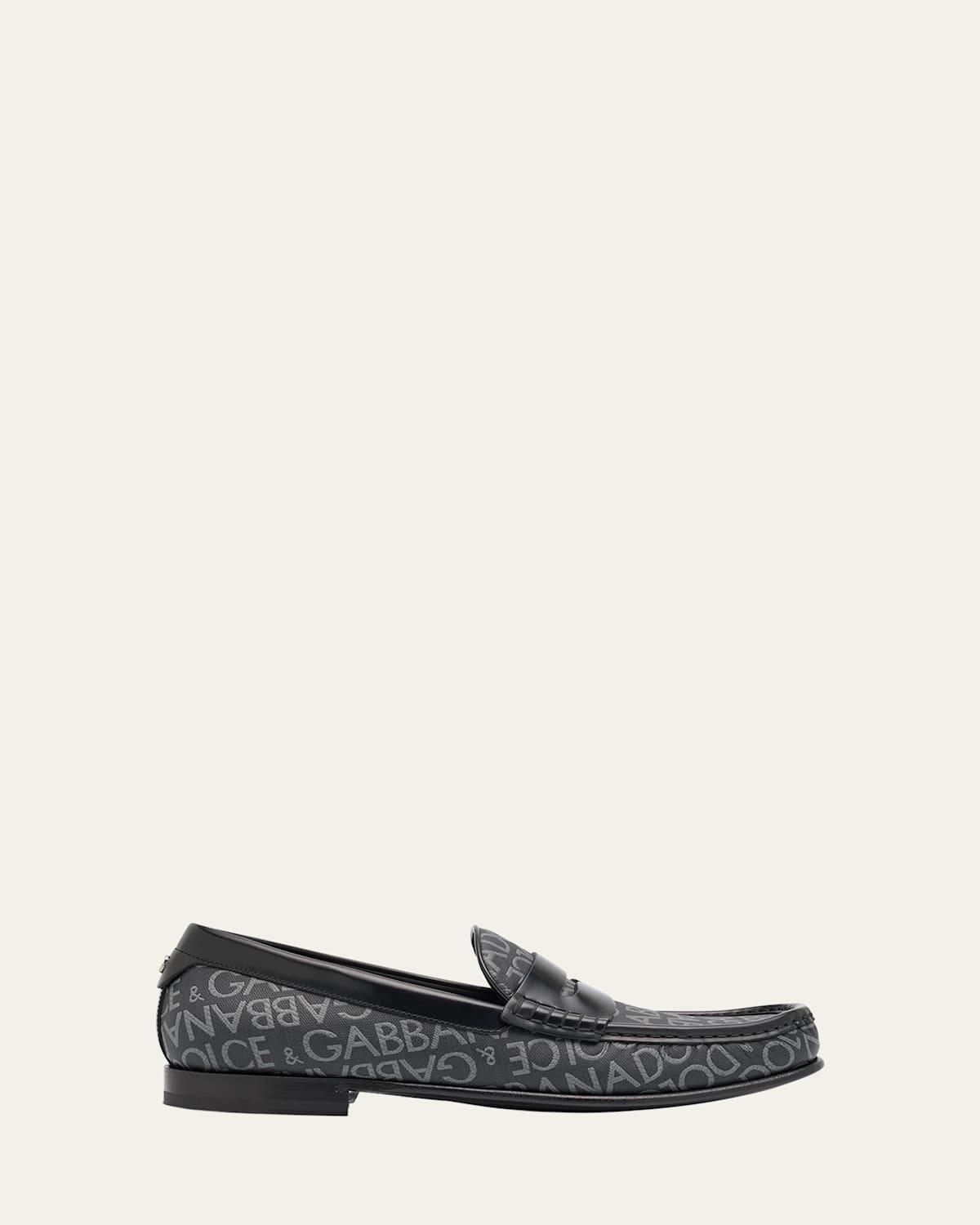 Mens Jacquard and Leather Penny Loafers Product Image