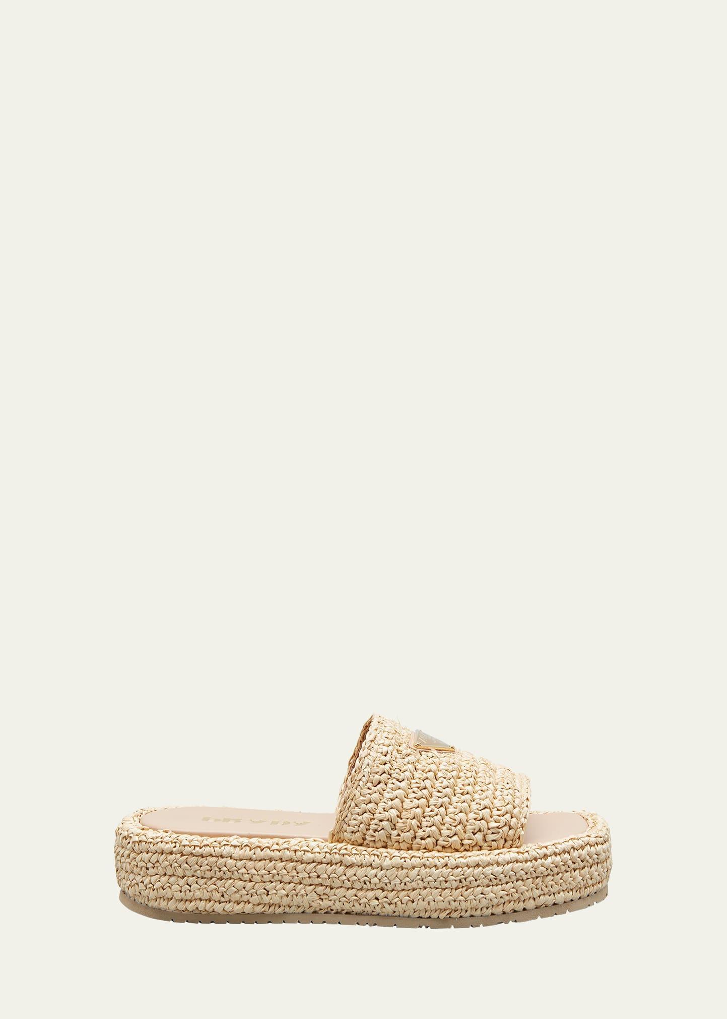 Prada Raffia Flatform Slide Sandal Product Image