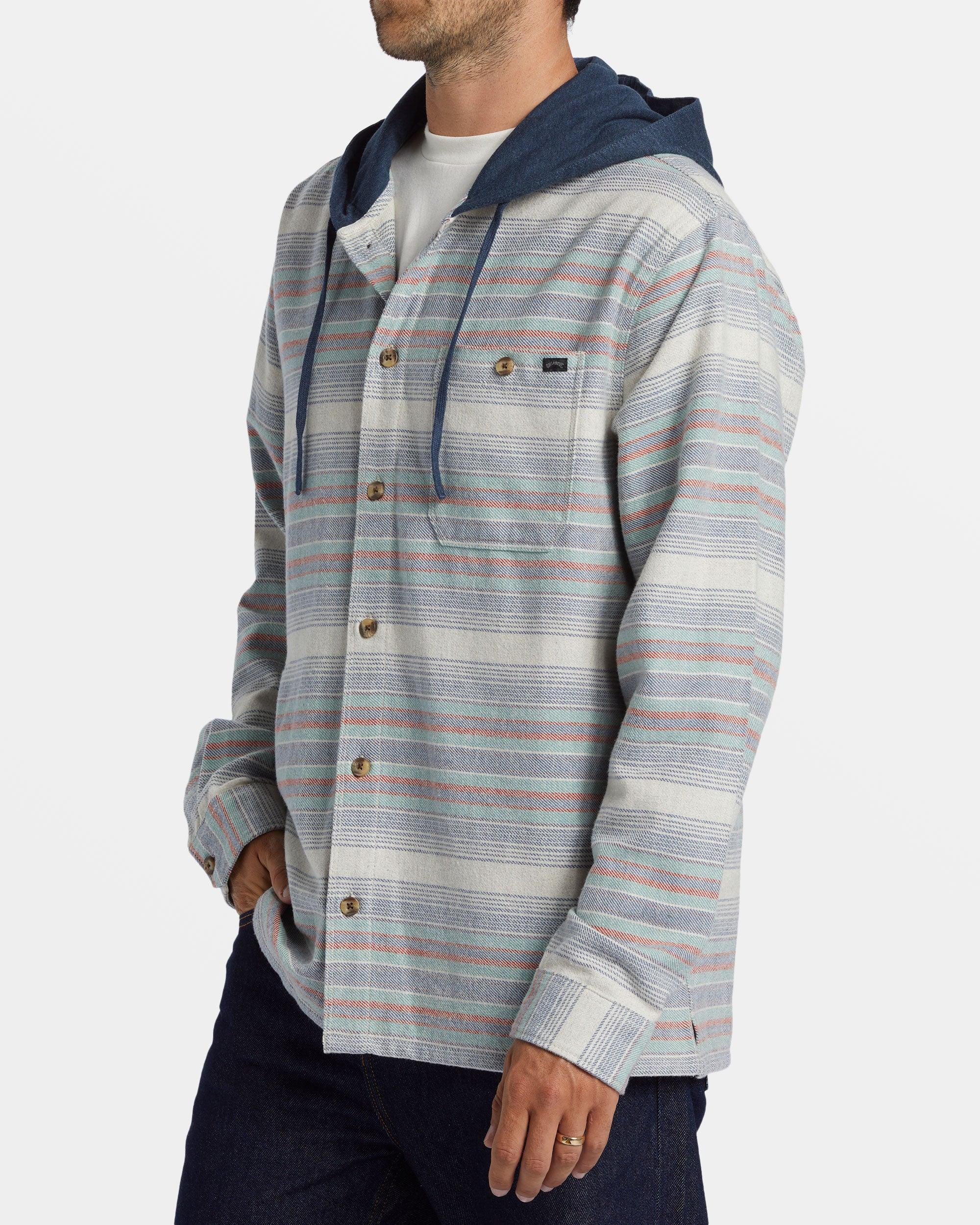 Baja Hooded Long Sleeve Flannel Shirt - Slate Blue Male Product Image