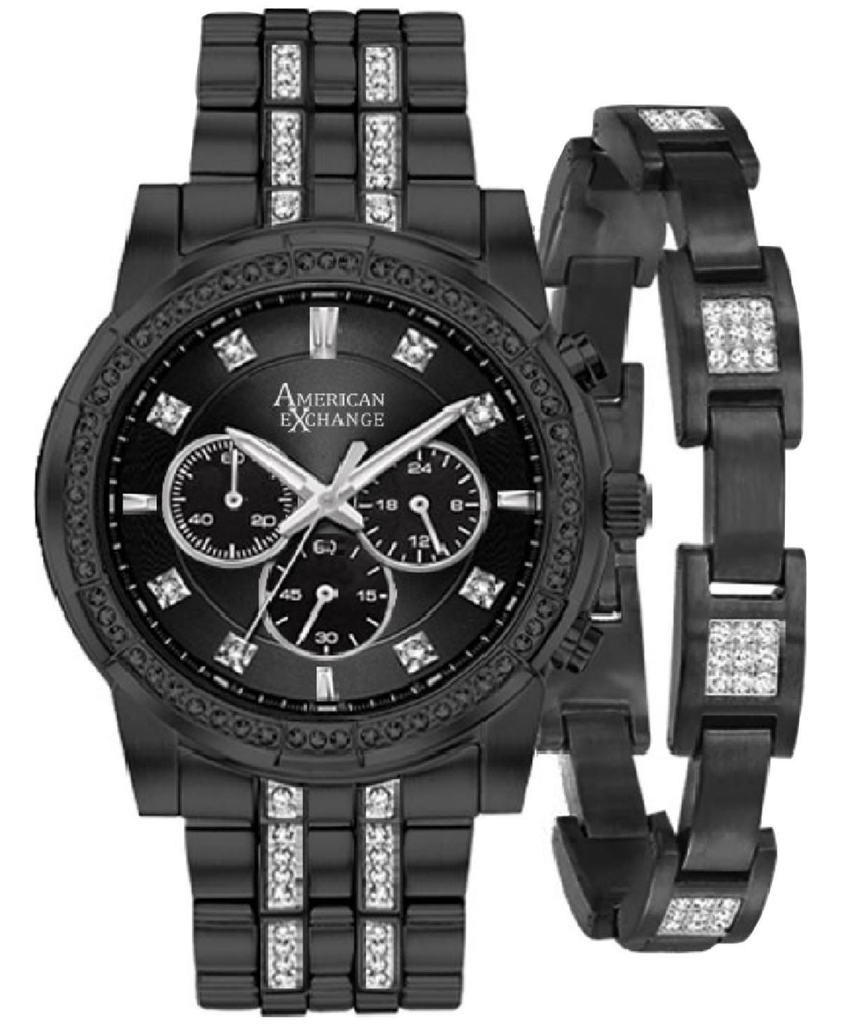 American Exchange Mens Crystal Bracelet Watch 46mm Gift Set Product Image