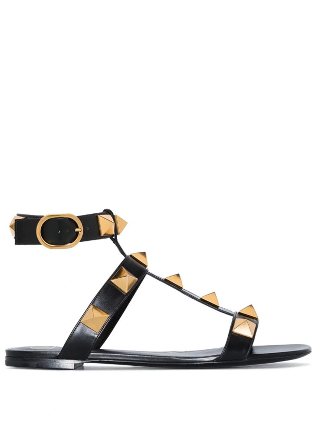 Roman Stud Ankle-strap Sandals In Black Product Image