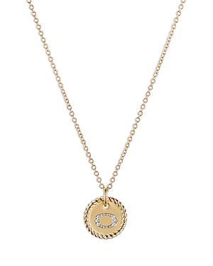 Womens Initial Charm Necklace in 18K Yellow Gold with Pav Diamonds Product Image