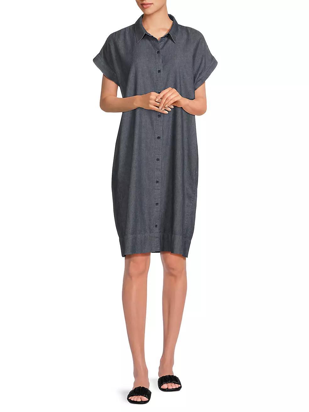 Cotton Cap-Sleeve Mini Shirtdress Product Image