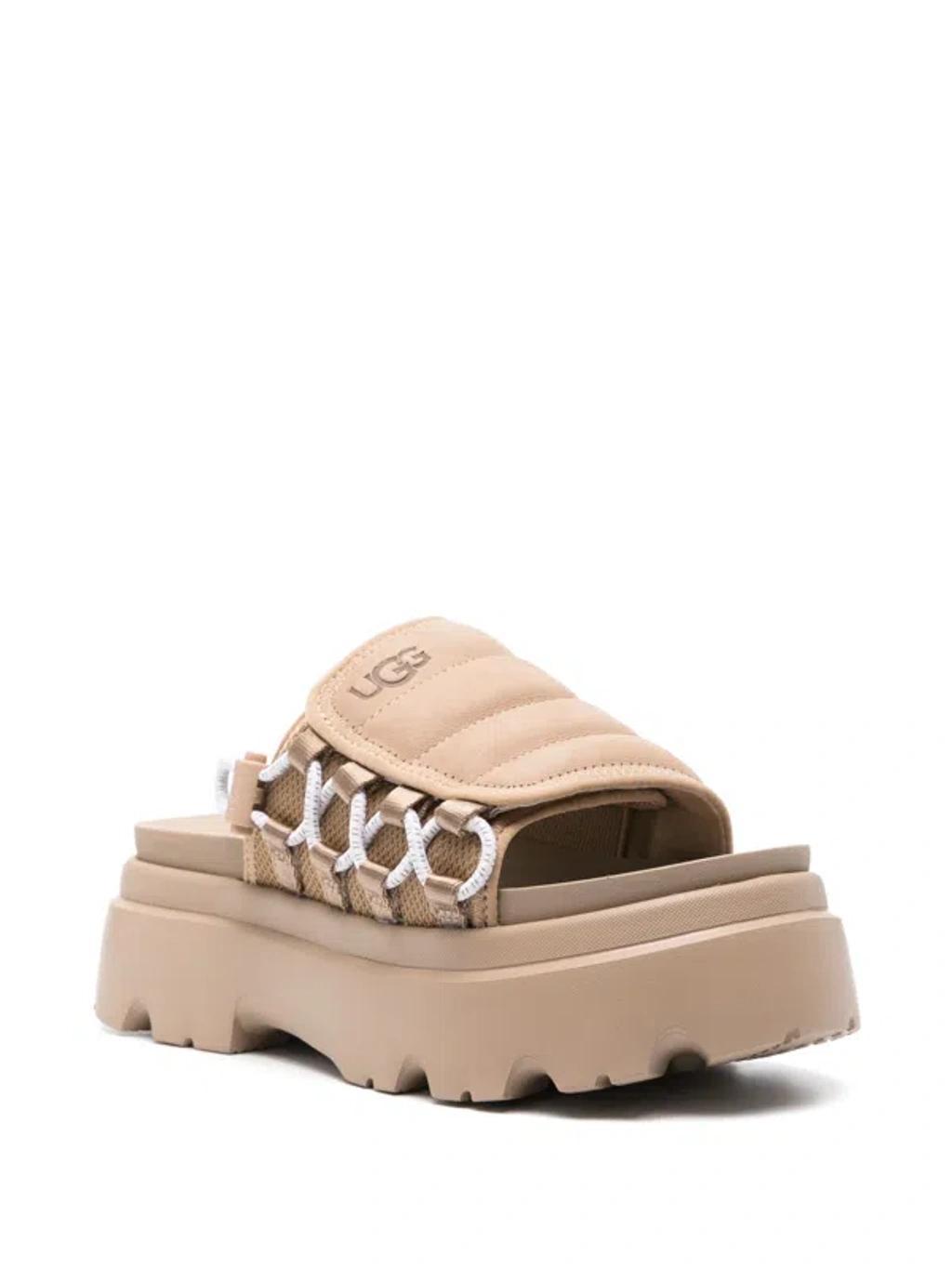 UGG Callie Suede Platform Slides In Beige Product Image