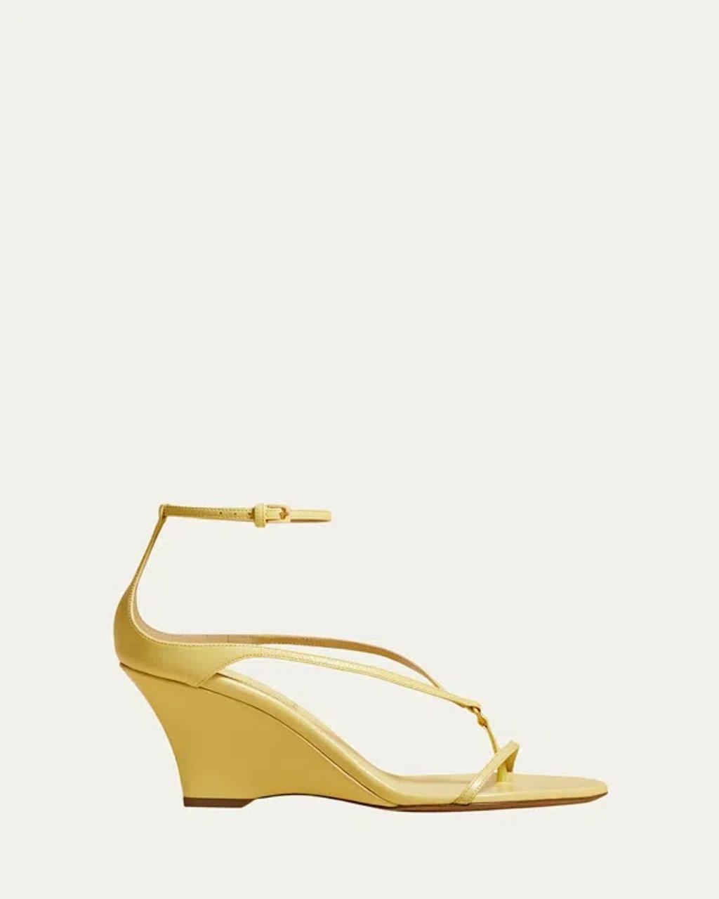 Marion Leather Sandals In Yellow Product Image