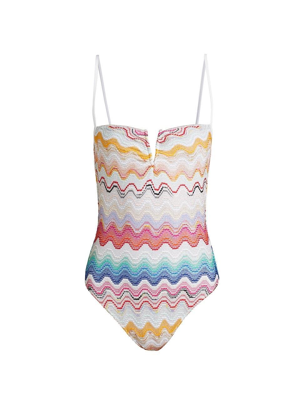 Womens Zigzag Knit One-Piece Swimsuit Product Image