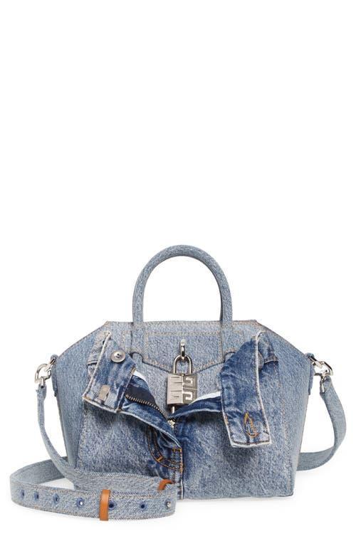 Womens Mini Antigona Lock Bag In Jeans Product Image