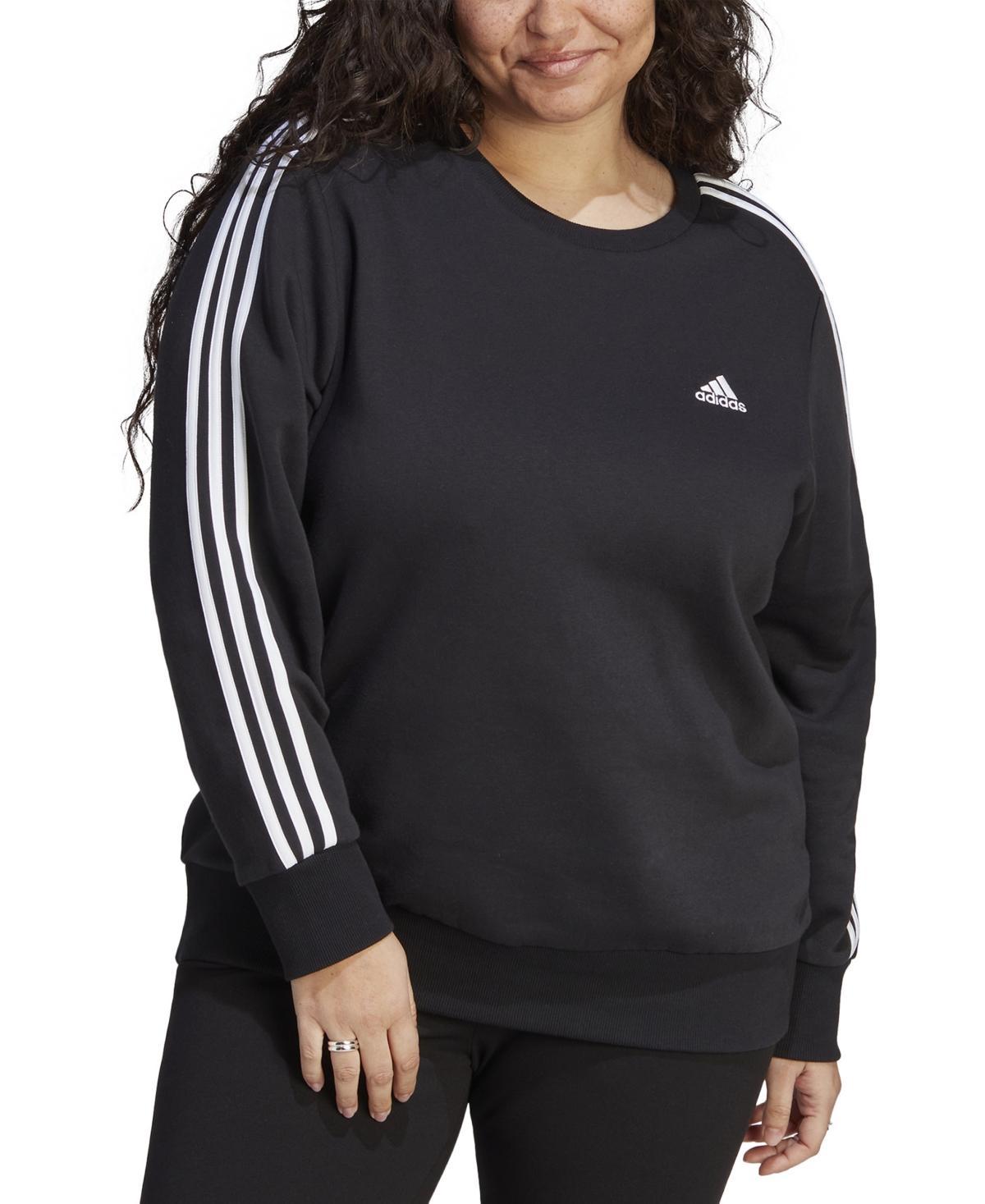 adidas Plus Size 3-Stripes Crewneck Fleece Sweatshirt - Medium Grey Heather product image