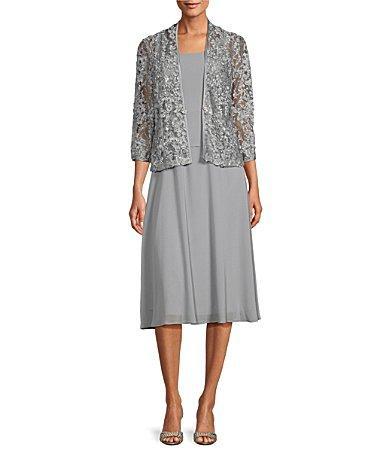 Jessica Howard Womens Soutache Jacket & Jewel-Neck Midi Dress Product Image