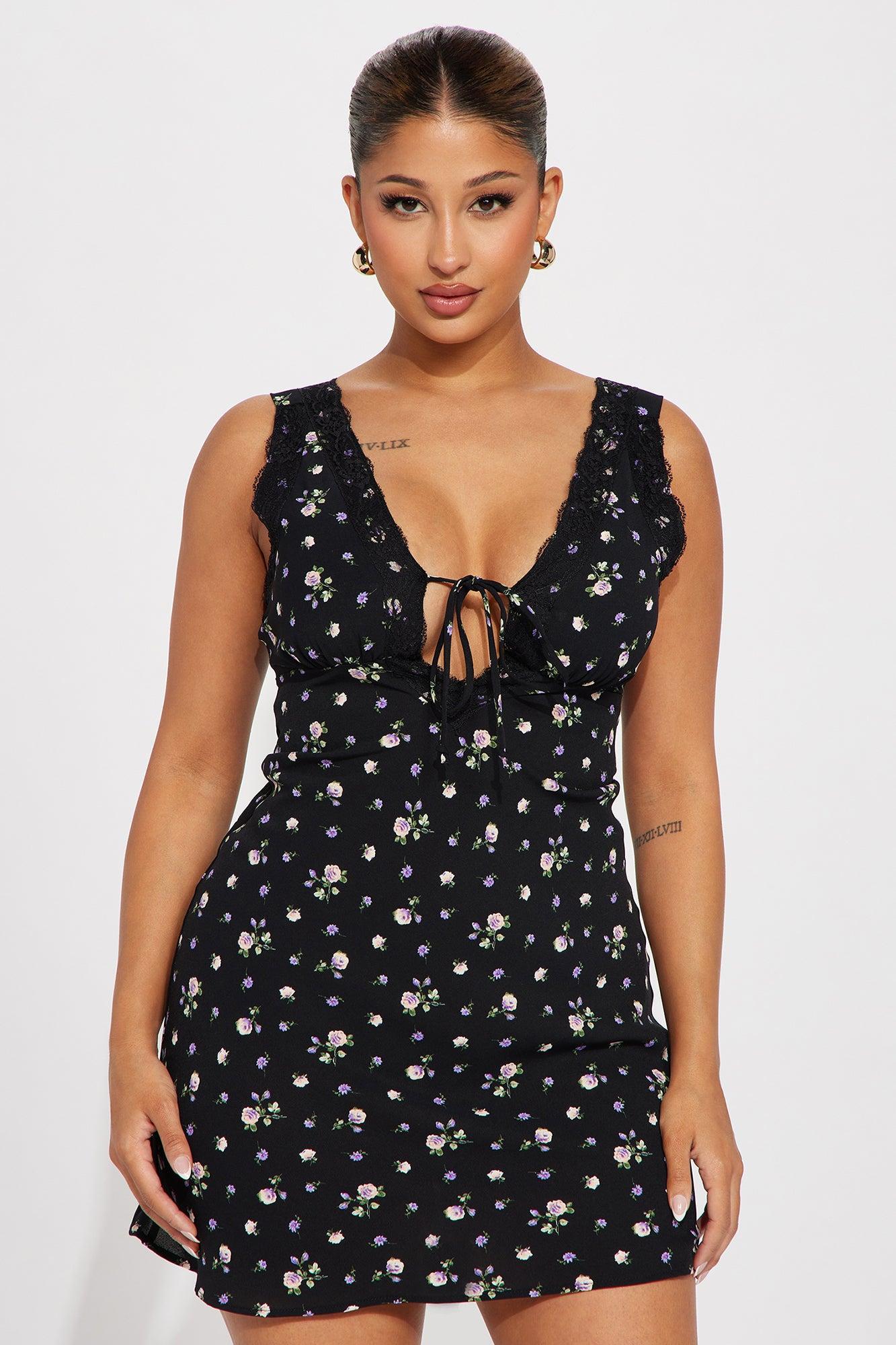 Riley Poplin Floral Mini Dress - Black/combo Product Image