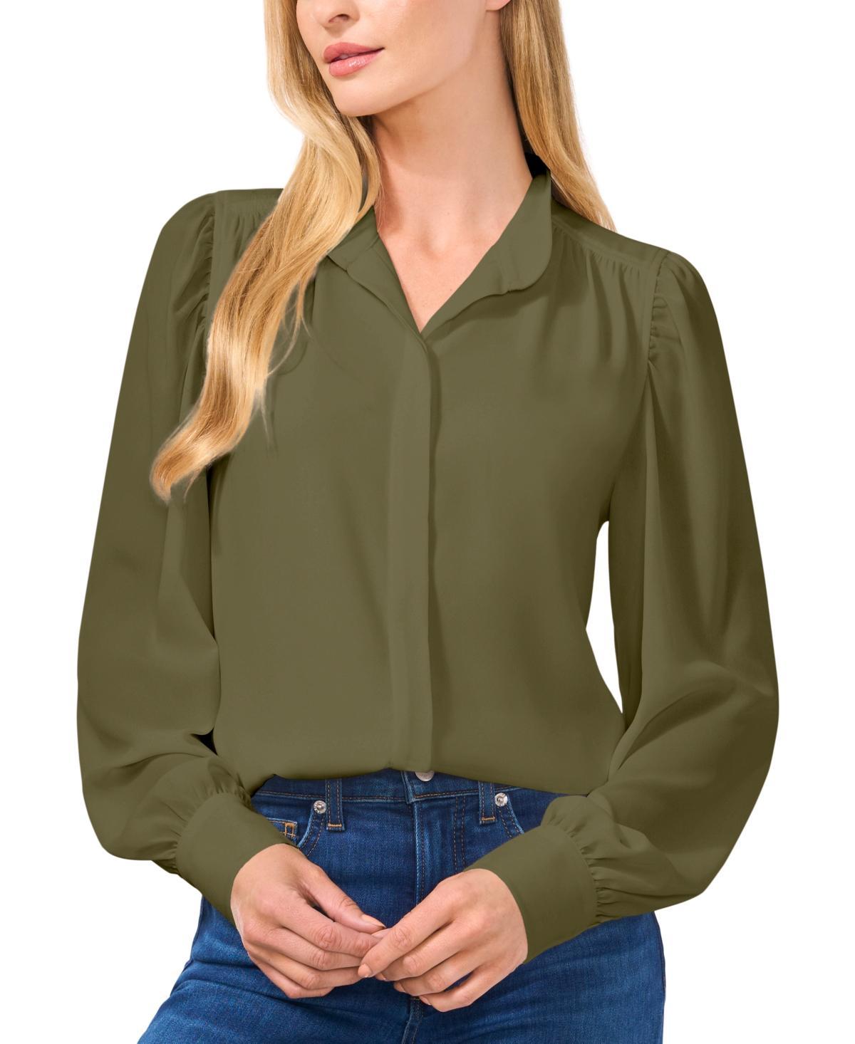 CeCe Womens Stand-Collar Long-Sleeve Blouse Product Image