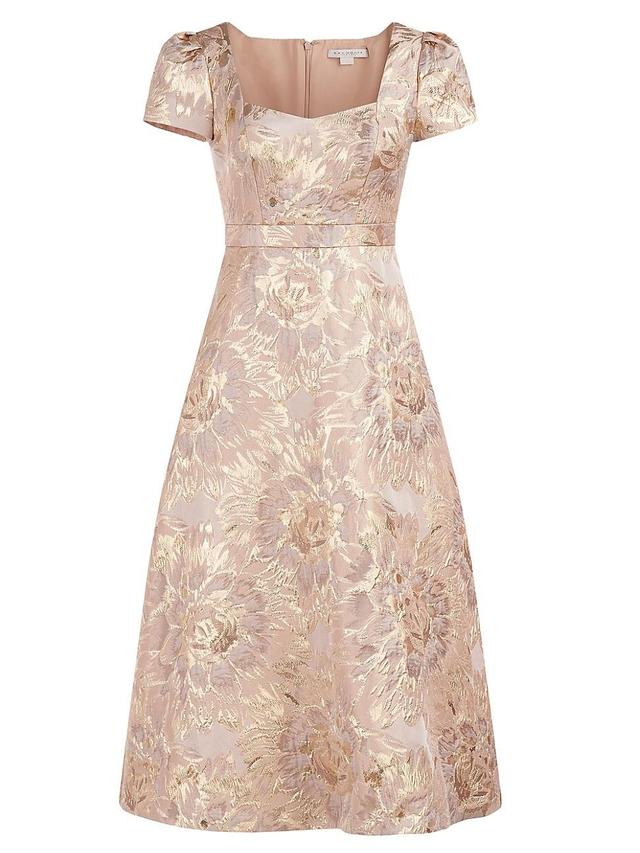 Womens Finleigh Metallic Floral Midi-Dress Product Image