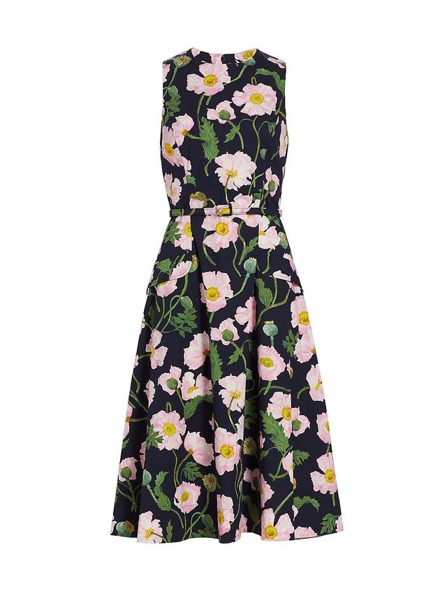 Womens Painted Poppies Sleeveless Fit-&-Flare Dress Product Image