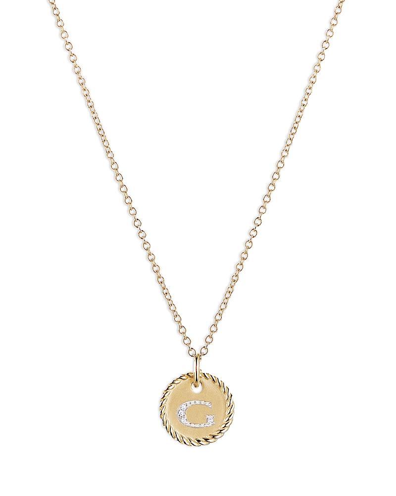 Womens Initial Charm Necklace in 18K Yellow Gold with Pav Diamonds Product Image