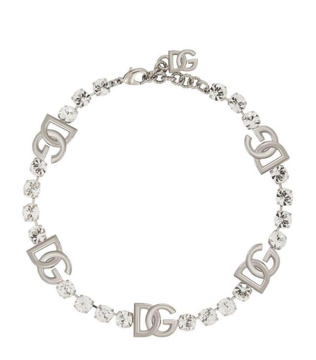 Dg-logo Crystal-embellished Necklace In Silver Product Image