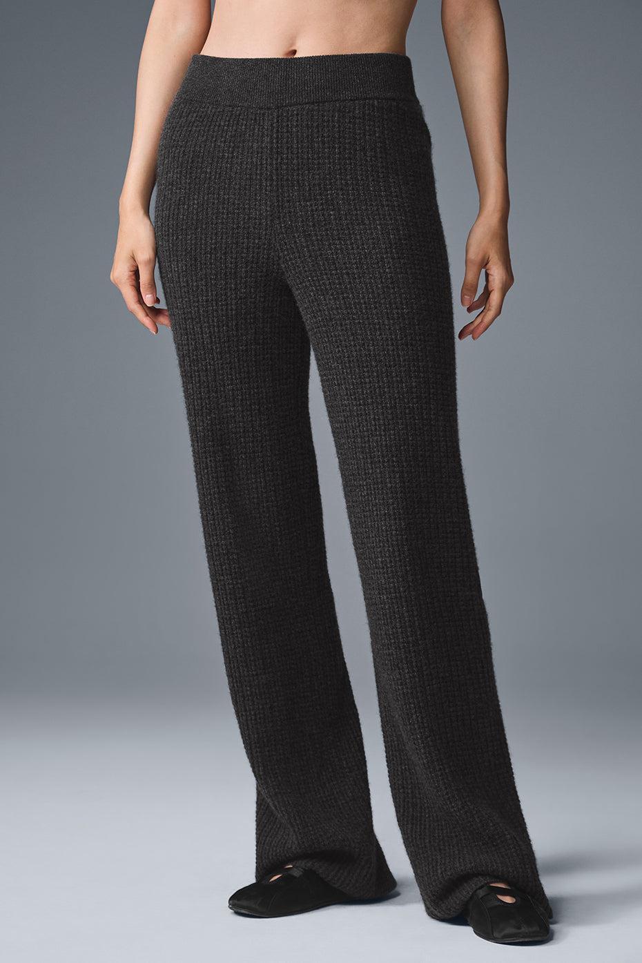 Cashmere High-Waist Plush Waffle Pant - Dark Heather Grey Product Image