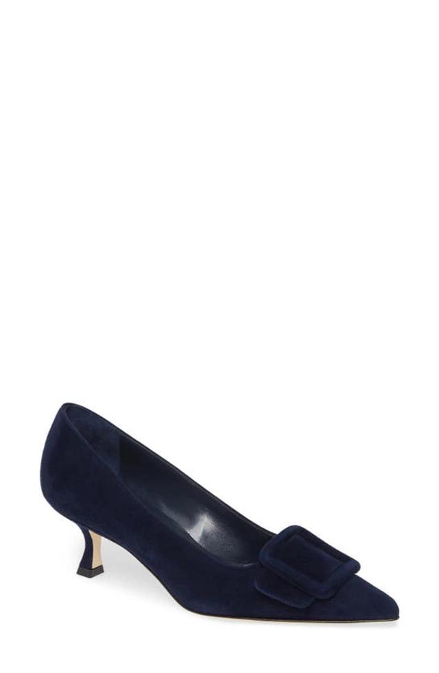 Maysale Buckle Pointed Toe Pump In Navy Product Image