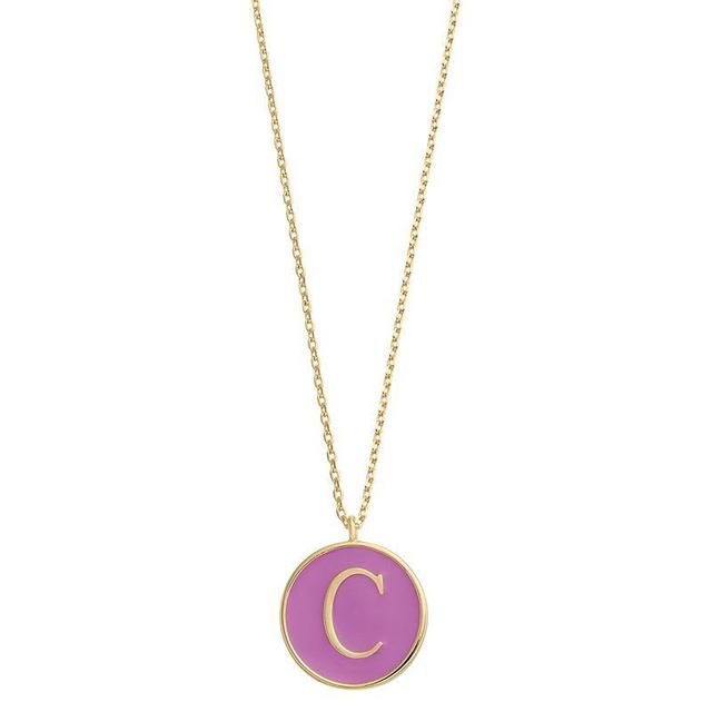 City Luxe Gold Tone Enamel Initial Disc Pendant Necklace, Womens Purple Product Image