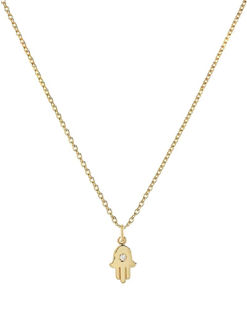 Zoe Lev 14K Yellow Gold Diamond Hamsa Pendant Necklace, 18 Product Image